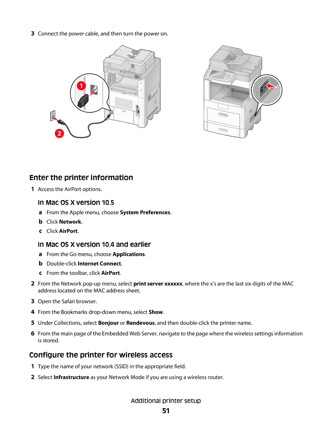 Lexmark 16M1784, 16M1994, 16M1985, 90T7250, X658d Enter the printer information, Configure the printer for wireless access 