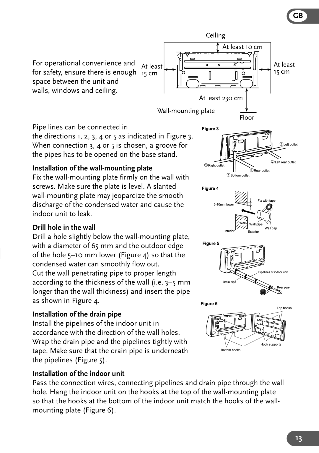 Lexmark 12EZ, 18EZ, 9EZ Installation of the wall-mounting plate, Drill hole in the wall, Installation of the drain pipe 