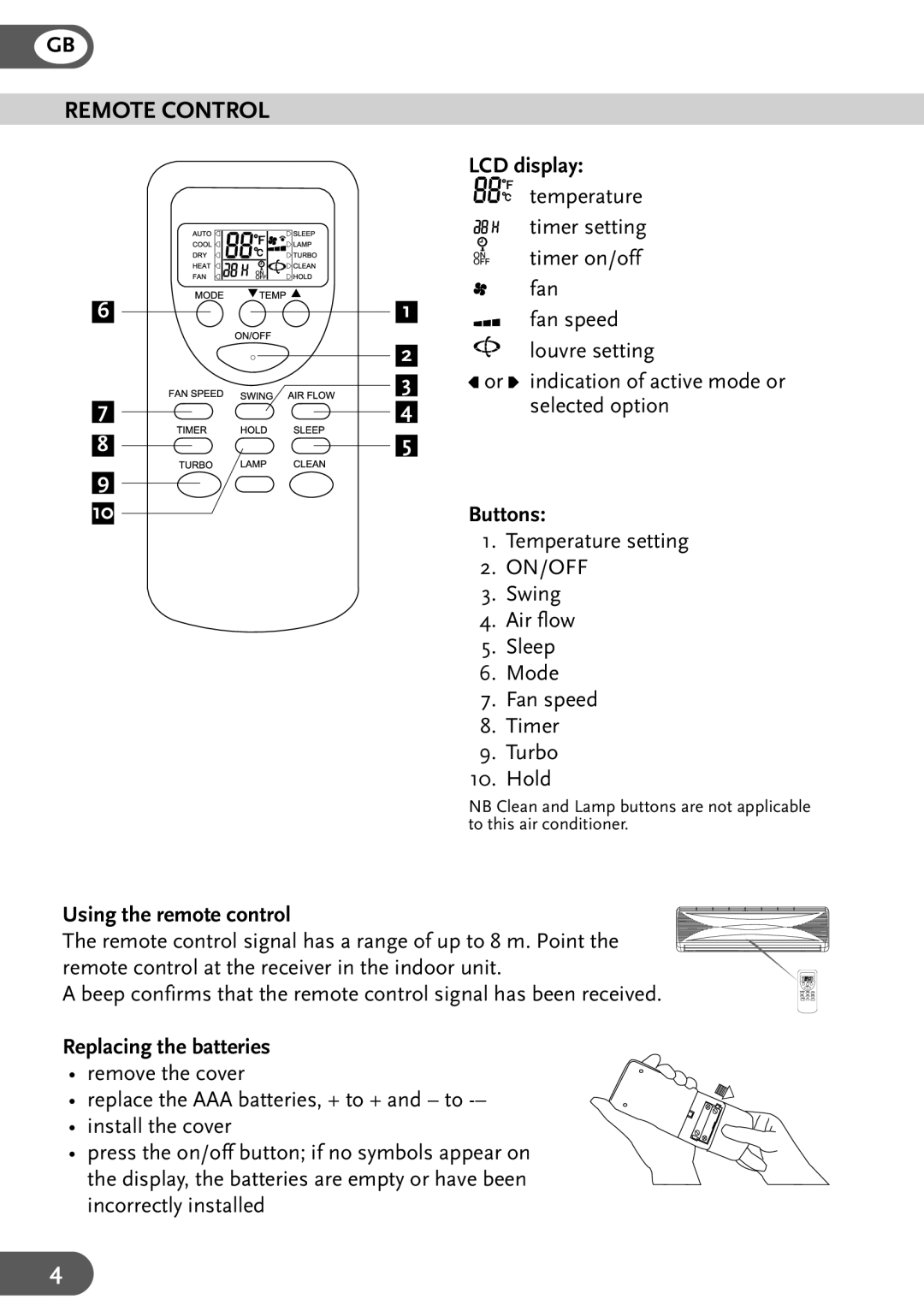 Lexmark 12EZ, 18EZ, 9EZ user manual Remote Control, LCD display, Buttons, Using the remote control, Replacing the batteries 