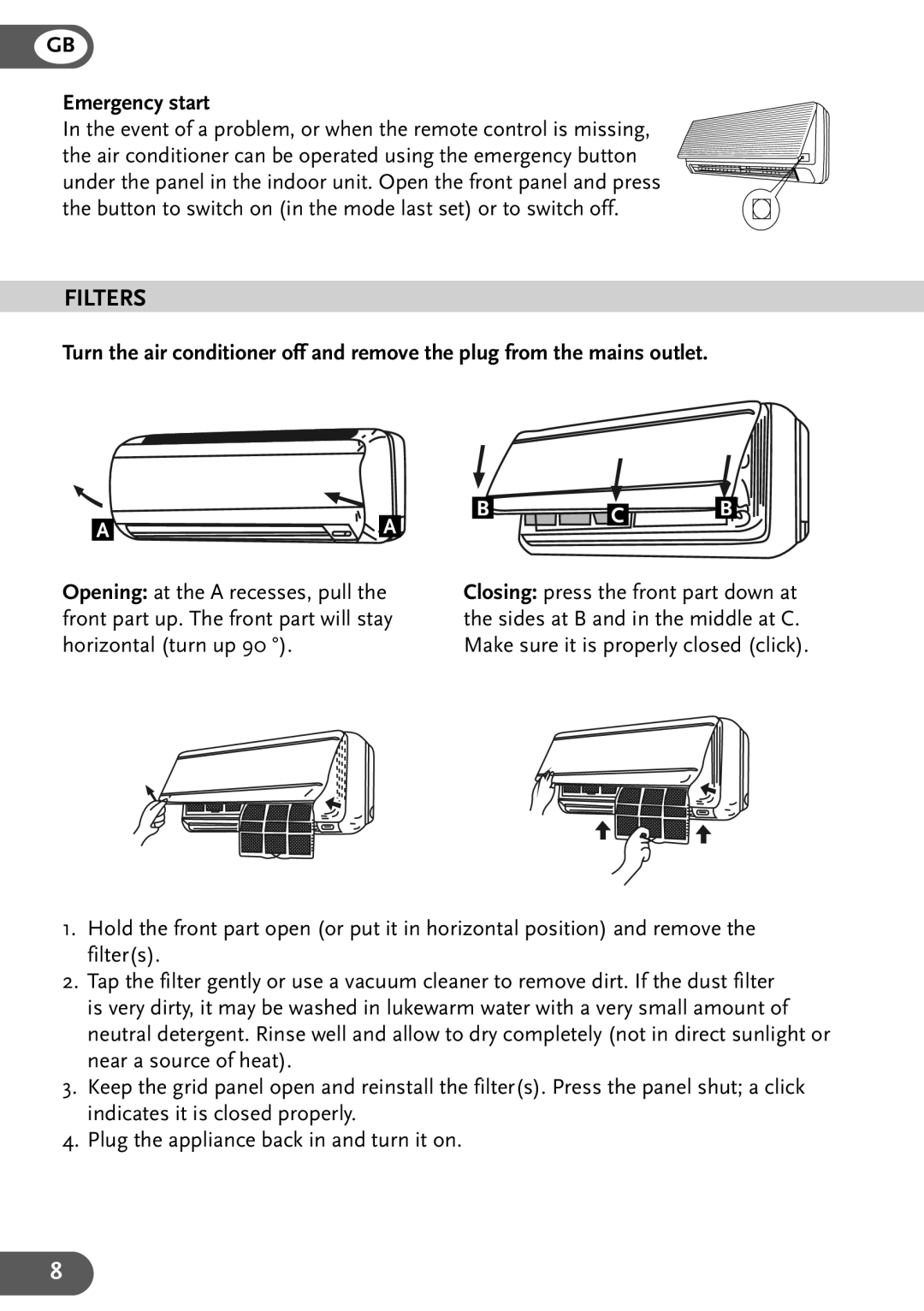 Lexmark 9EZ, 18EZ, 12EZ user manual Filters, Emergency start 