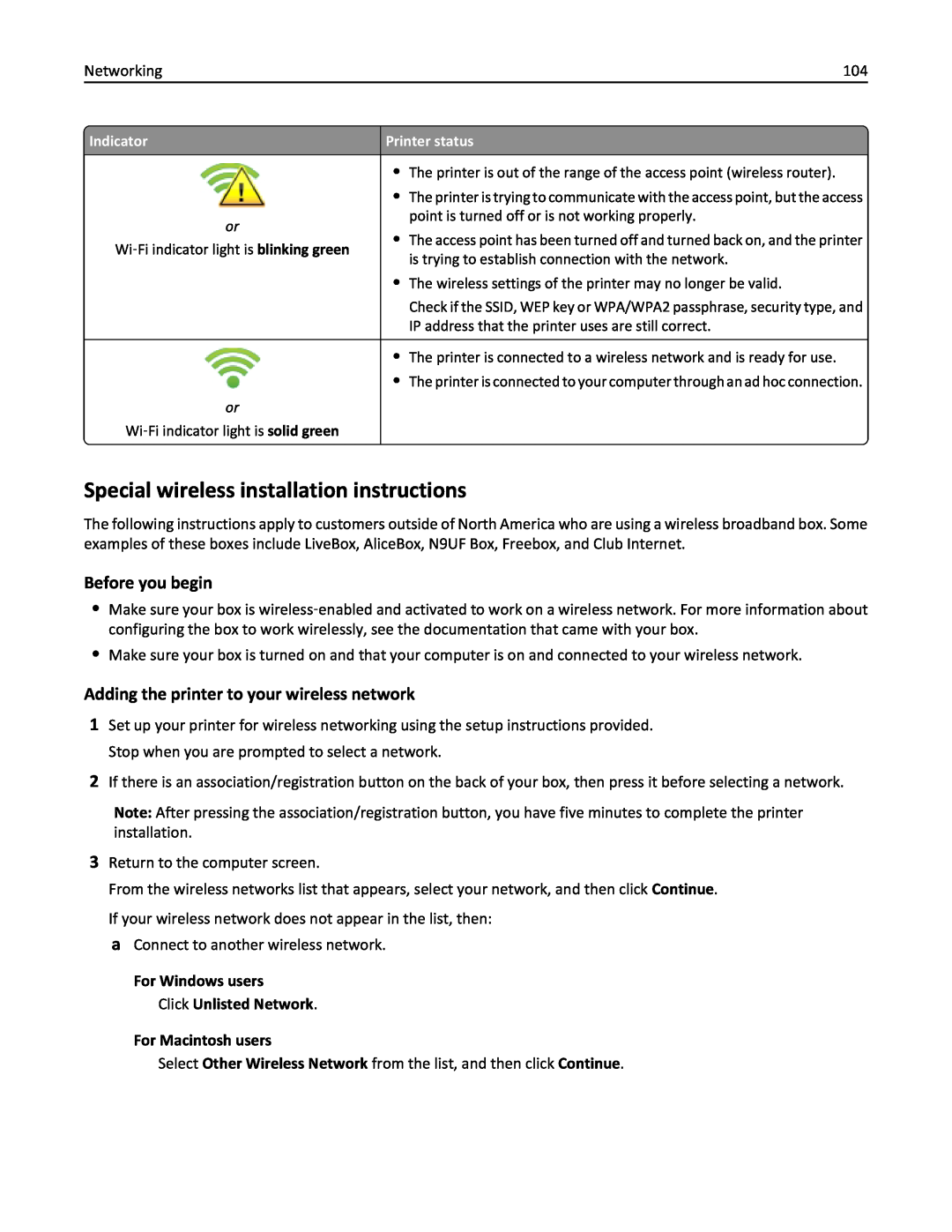 Lexmark 20E, 200 Special wireless installation instructions, Before you begin, Adding the printer to your wireless network 