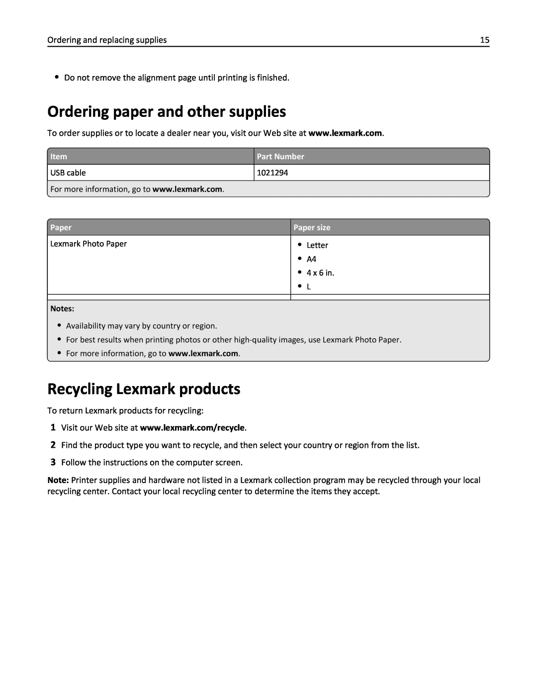 Lexmark 200, 20E manual Ordering paper and other supplies, Recycling Lexmark products 