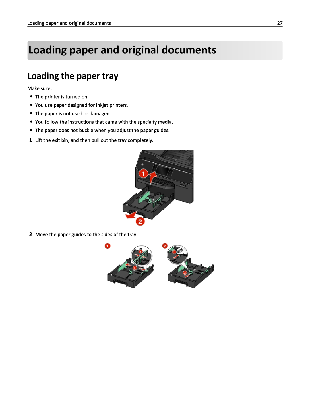 Lexmark 200, 20E manual Loading paper and original documents, Loading the paper tray 