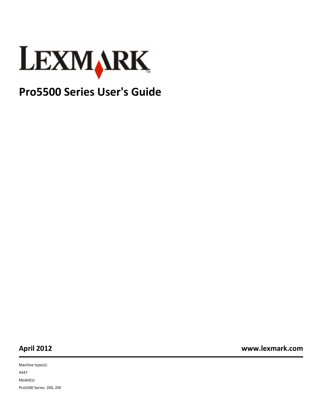 Lexmark 200, 20E manual Pro5500 Series Users Guide, April 