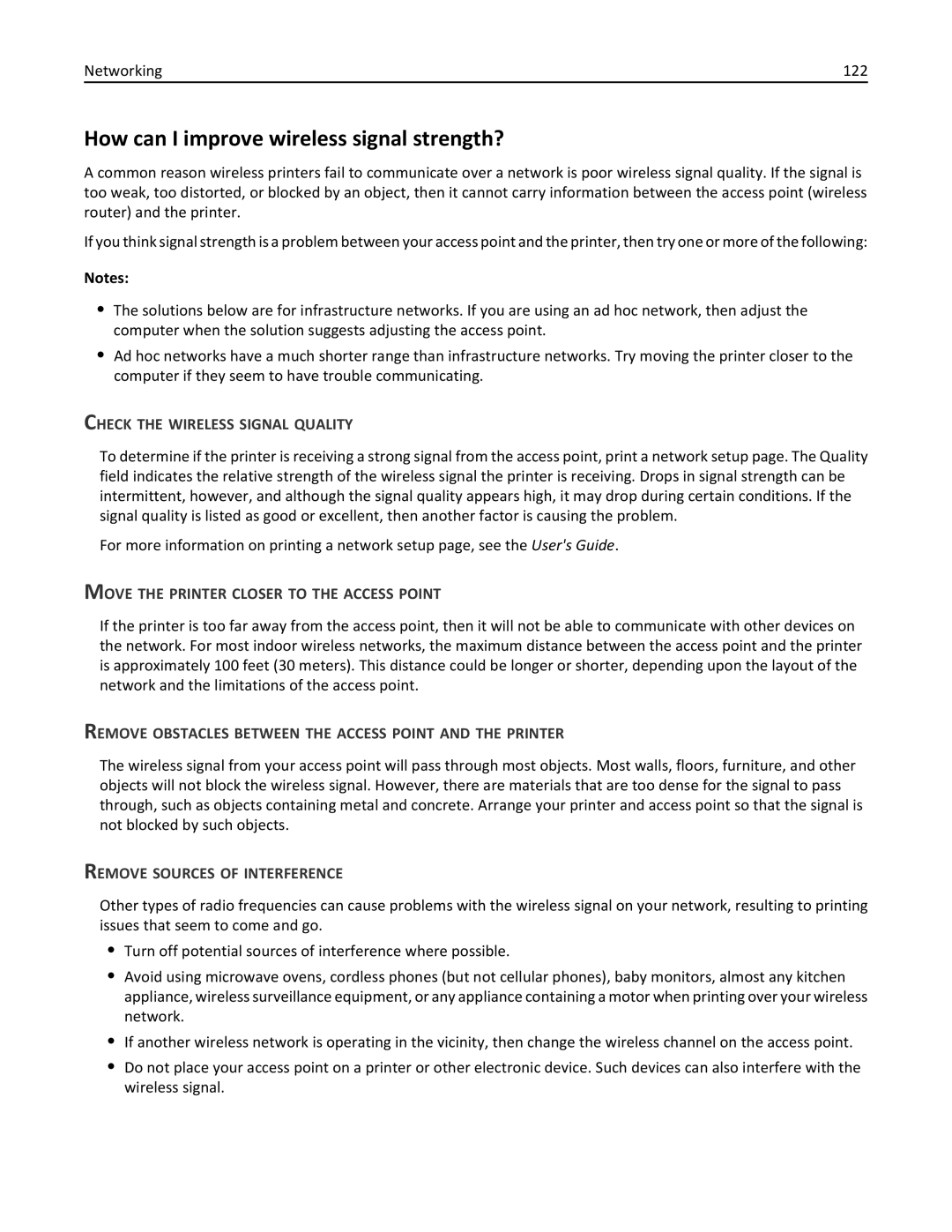 Lexmark 20E How can I improve wireless signal strength?, Check the Wireless Signal Quality, Remove Sources of Interference 