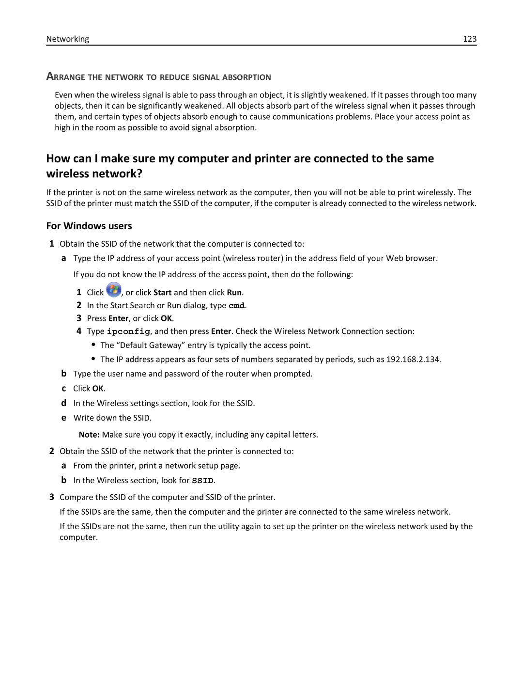 Lexmark 200, 20E manual For Windows users, Arrange the Network to Reduce Signal Absorption 