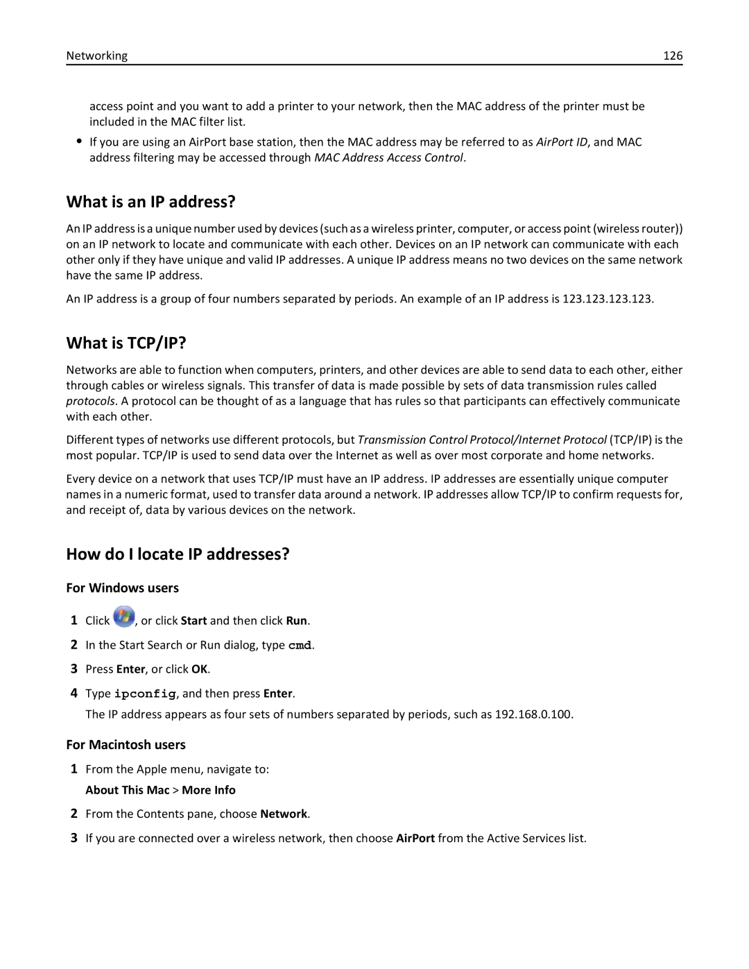 Lexmark 20E, 200 manual What is an IP address?, What is TCP/IP?, How do I locate IP addresses? 