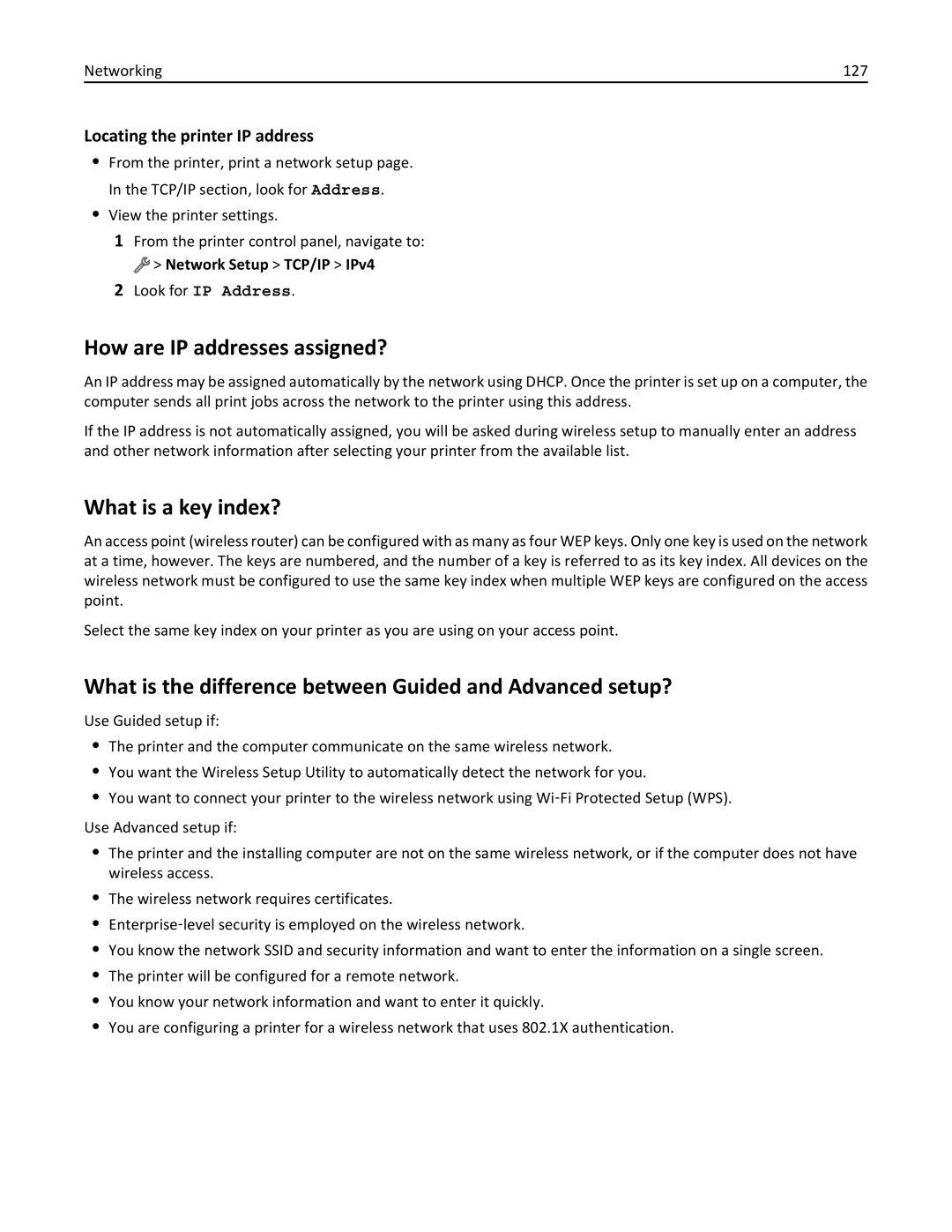 Lexmark 200, 20E manual How are IP addresses assigned?, What is a key index?, Locating the printer IP address 