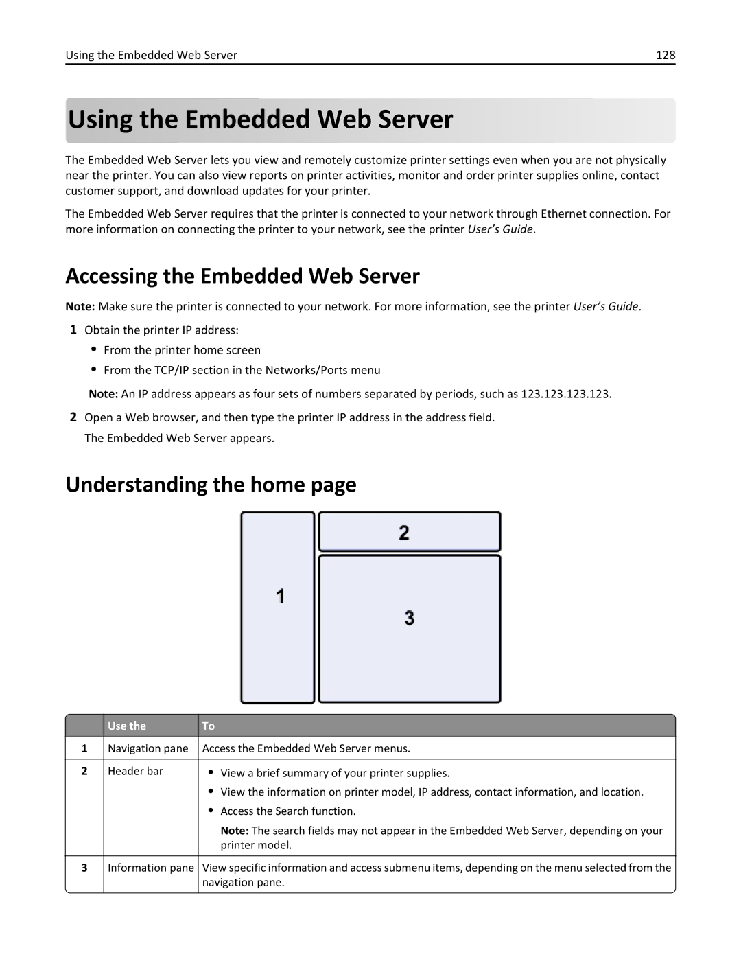 Lexmark 20E, 200 manual Using the Embedded Web Server, Accessing the Embedded Web Server, Understanding the home 