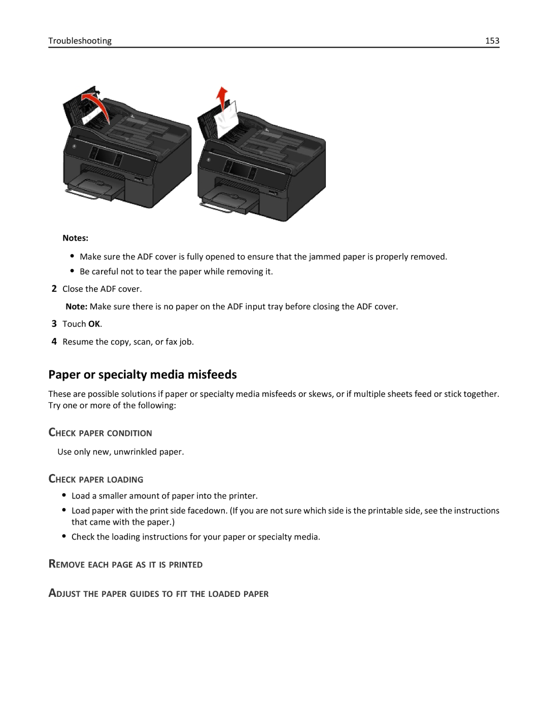 Lexmark 200, 20E manual Paper or specialty media misfeeds, Check Paper Condition, Check Paper Loading 