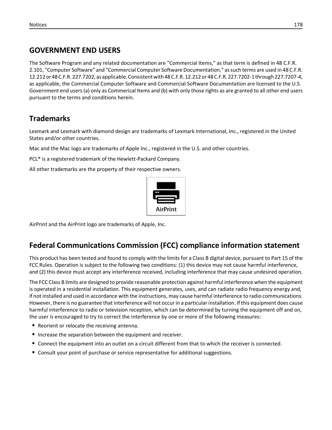 Lexmark 20E, 200 manual Government END Users, Trademarks 