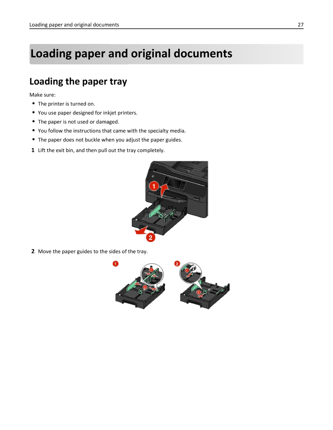 Lexmark 200, 20E manual Loading paper and original documents, Loading the paper tray 