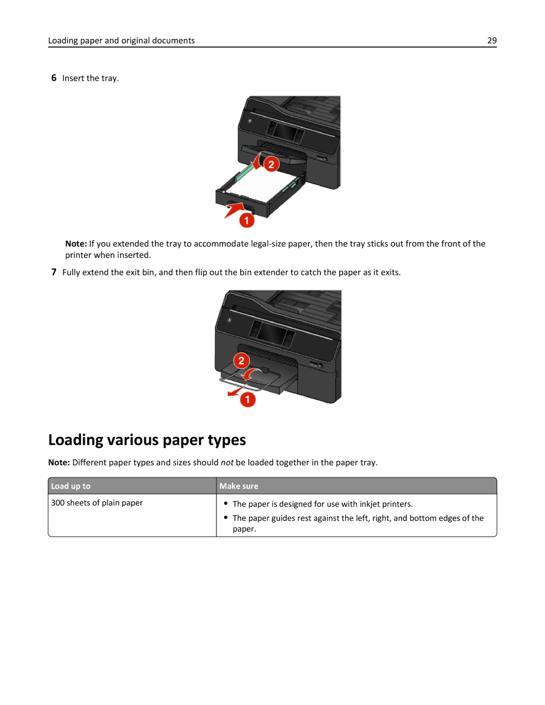 Lexmark 200, 20E manual Loading various paper types, Load up to Make sure 