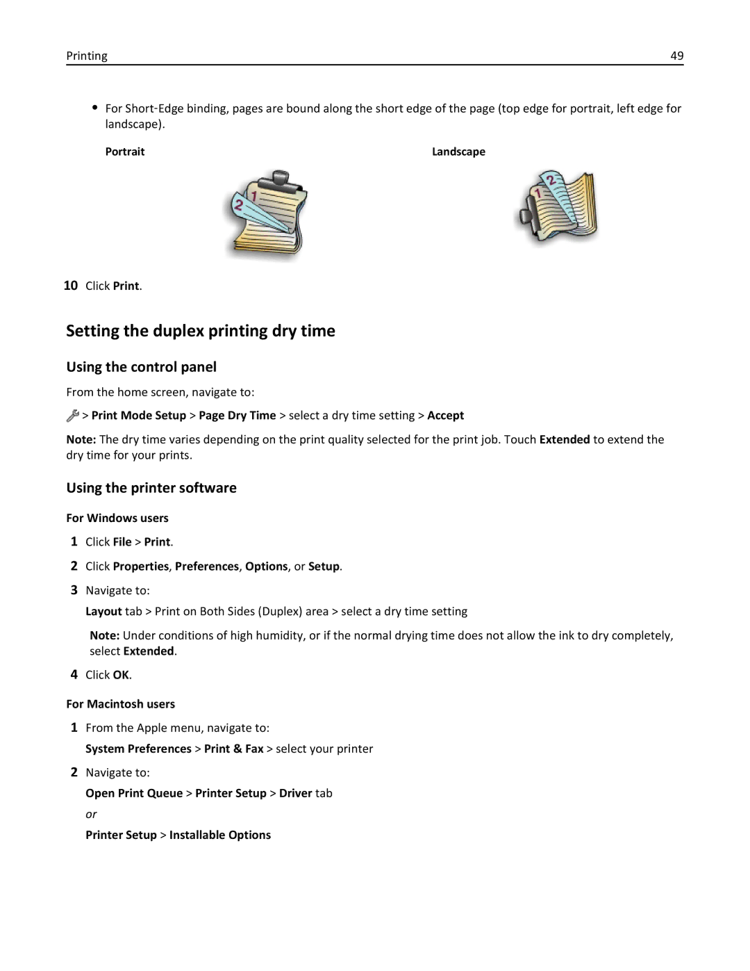 Lexmark 200, 20E manual Setting the duplex printing dry time, Using the control panel 