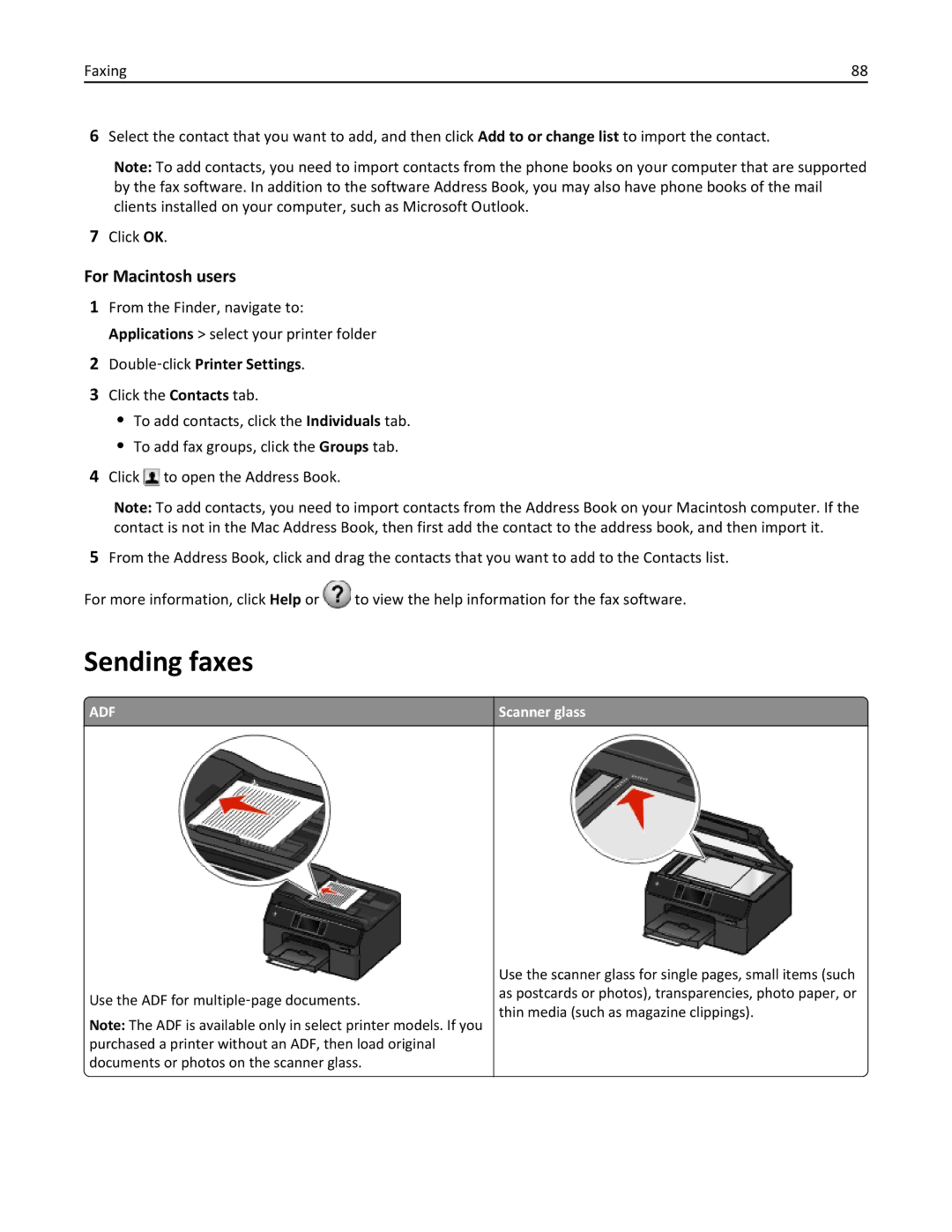 Lexmark 20E, 200 manual Sending faxes, For Macintosh users 