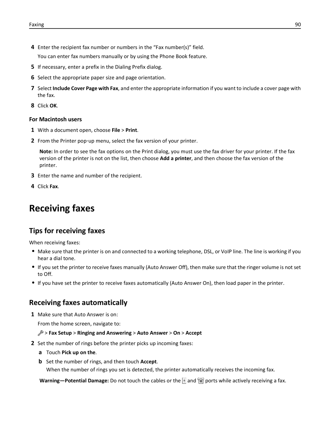 Lexmark 20E, 200 manual Tips for receiving faxes, Receiving faxes automatically 