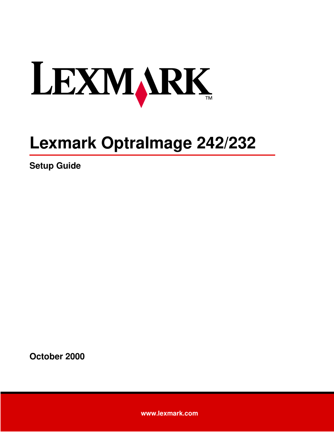 Lexmark setup guide Lexmark OptraImage 242/232, Setup Guide October 