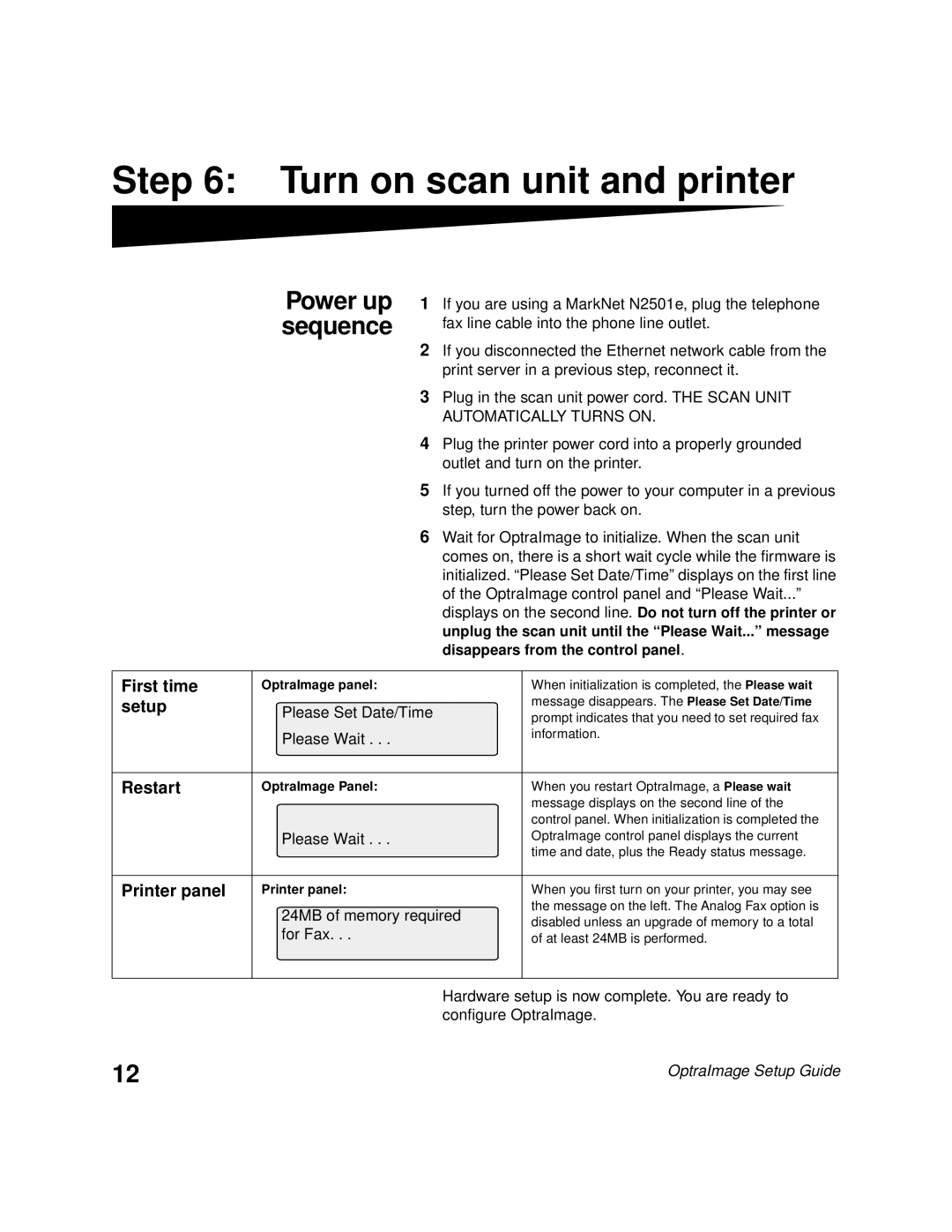 Lexmark 232, 242 setup guide Turn on scan unit and printer, Power up sequence, Disappears from the control panel 