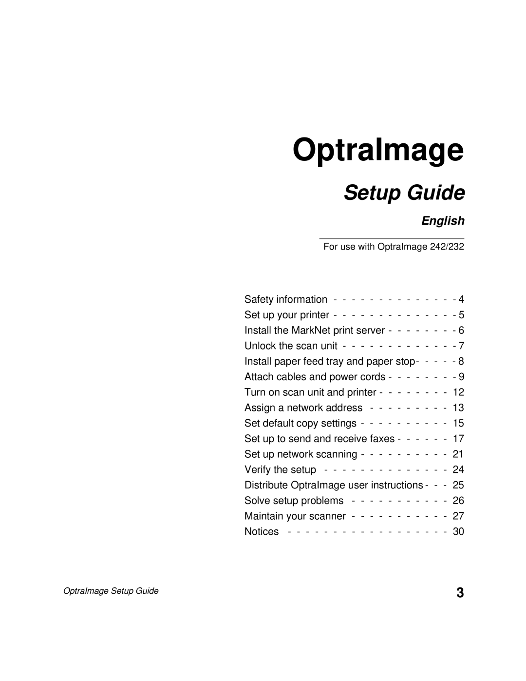 Lexmark 242, 232 setup guide OptraImage 