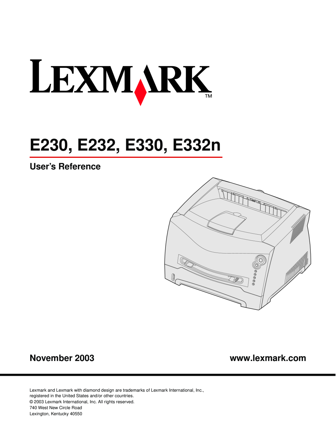Lexmark manual E230, E232, E330, E332n, User’s Reference, November 