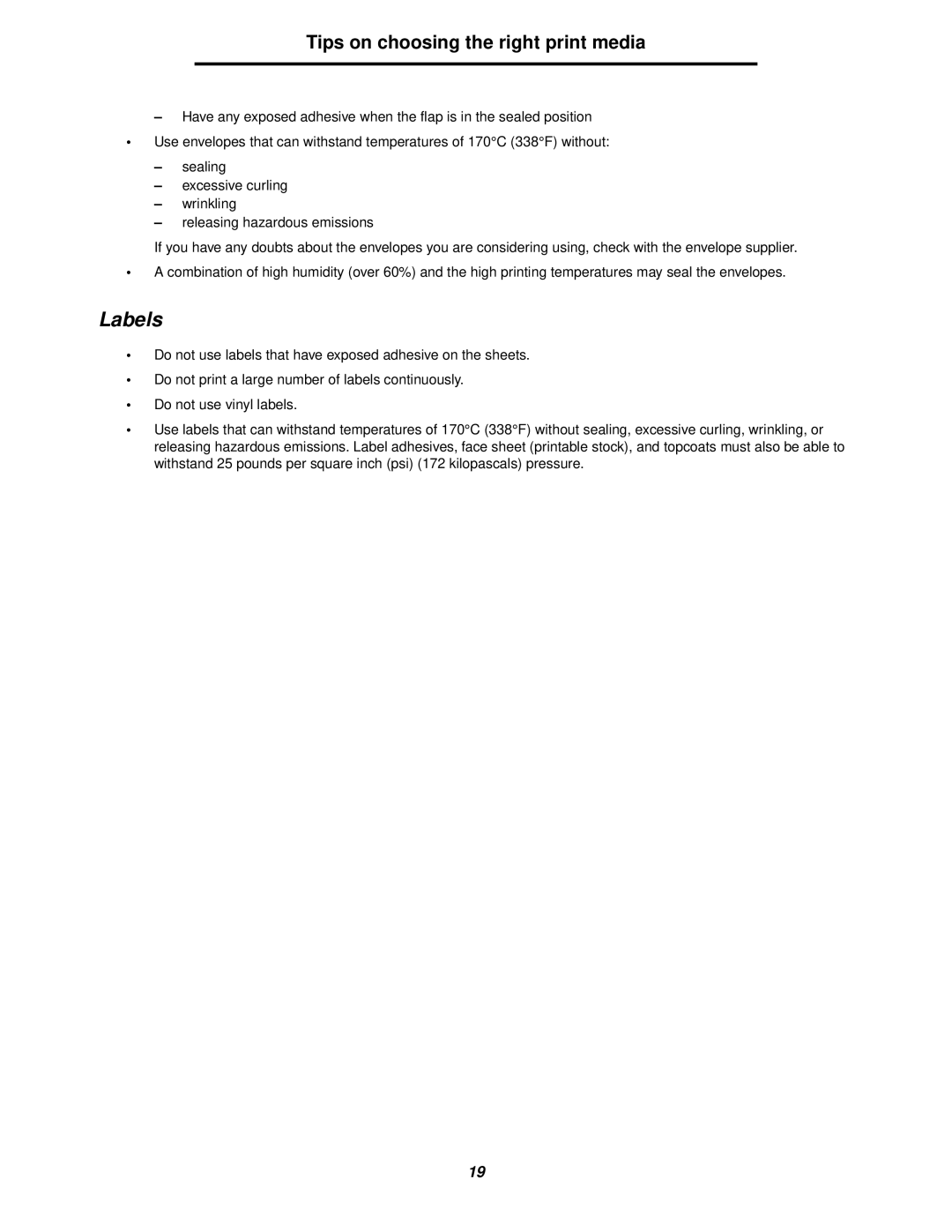 Lexmark 238 manual Labels 