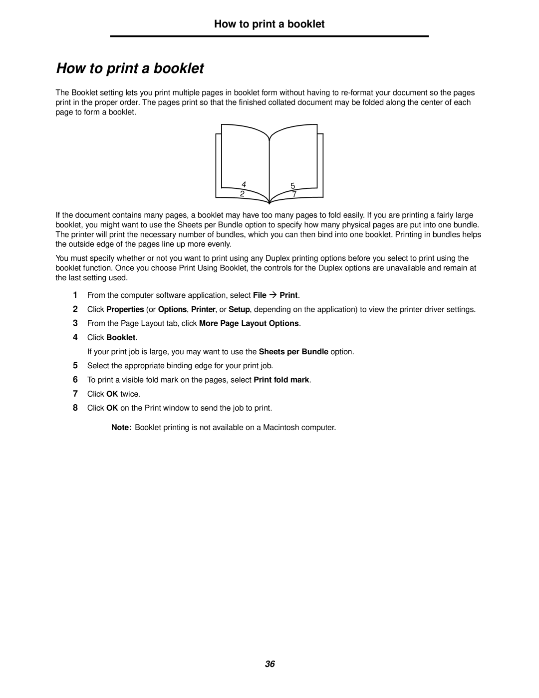 Lexmark 238 manual How to print a booklet 