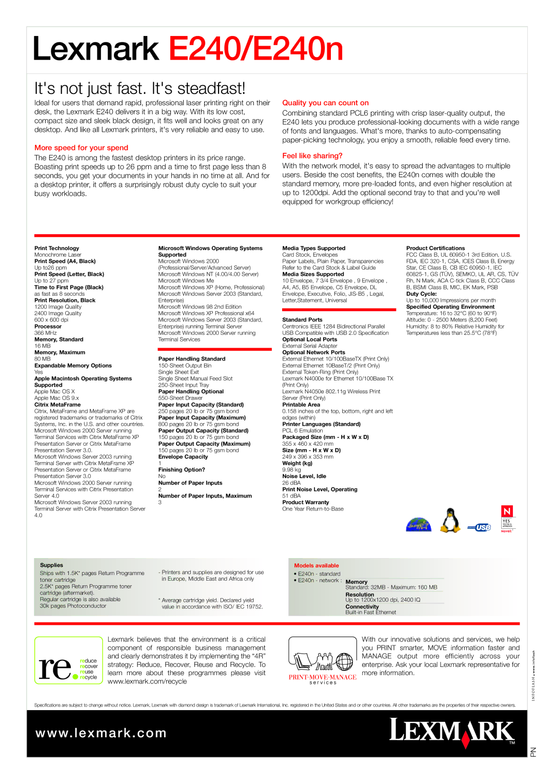 Lexmark 240 manual More speed for your spend, Quality you can count on, Feel like sharing? 