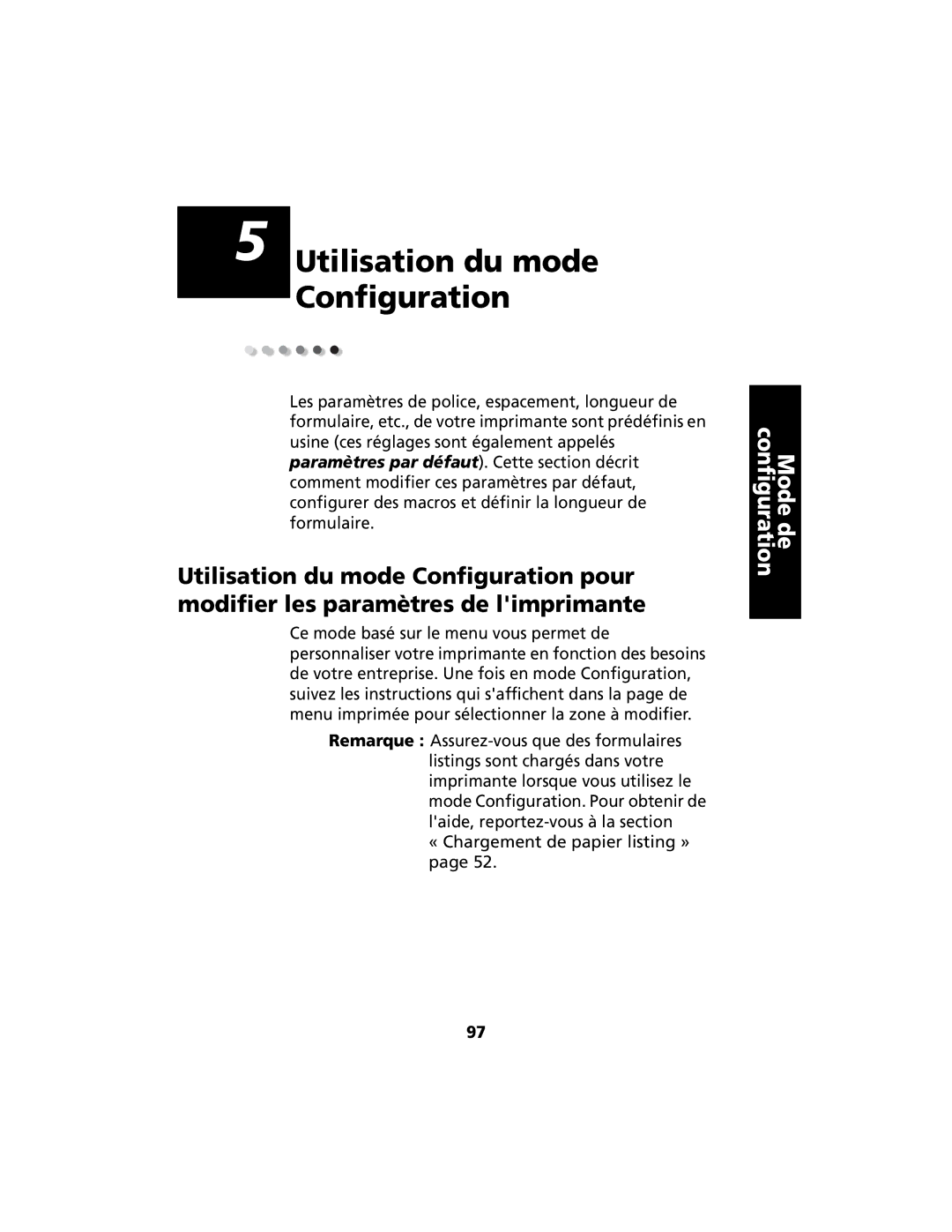 Lexmark 2400 manual Utilisation du mode Configuration 