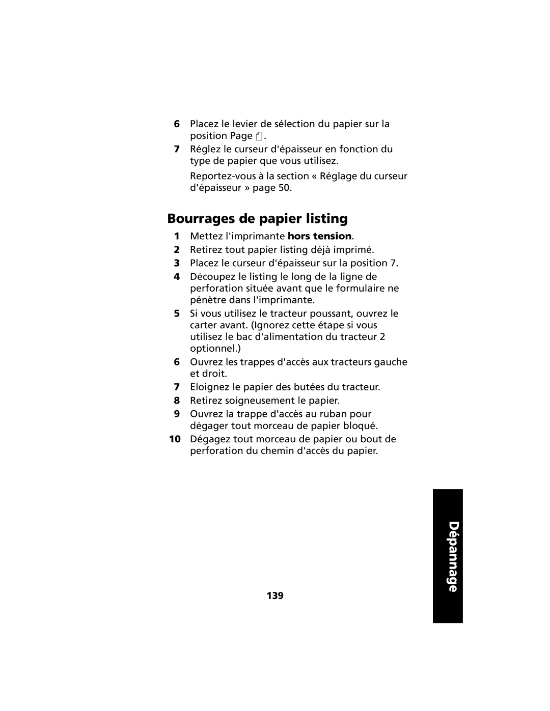 Lexmark 2400 manual Bourrages de papier listing, 139 