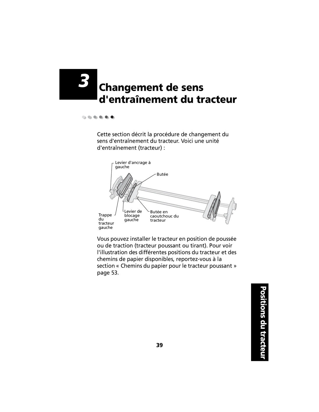 Lexmark 2400 manual Changement de sens dentraînement du tracteur 