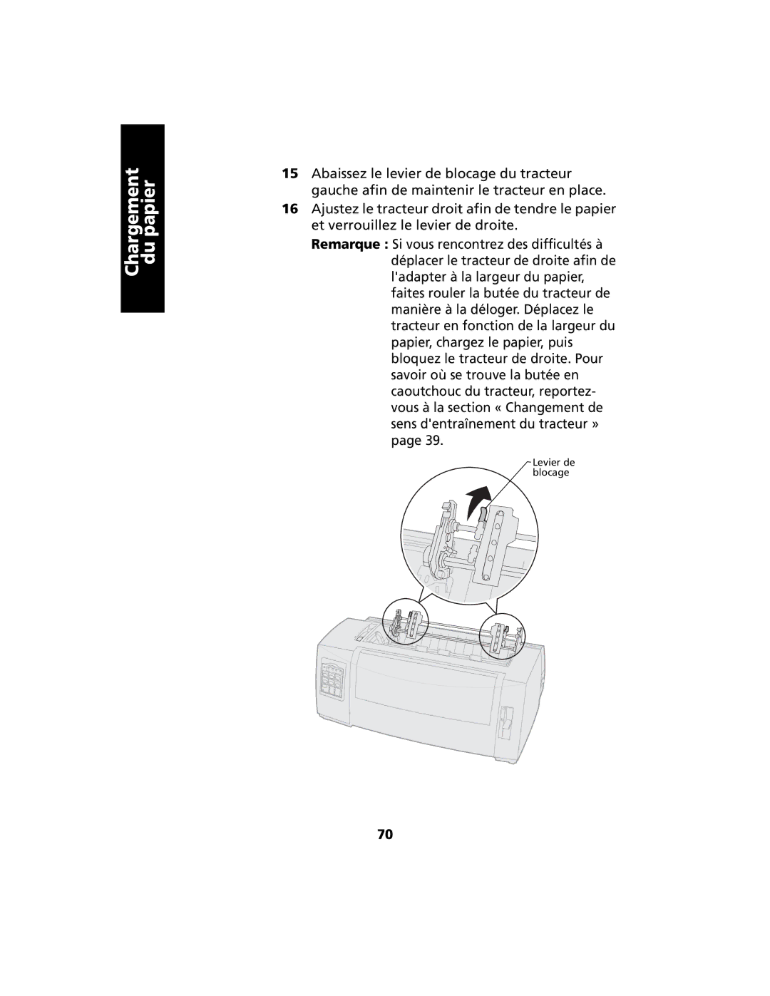 Lexmark 2400 manual Levier de blocage 