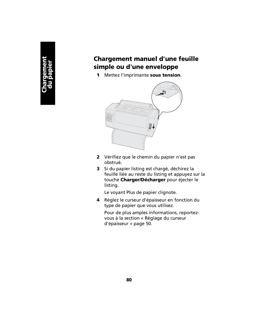 Lexmark 2400 manual Chargement manuel dune feuille simple ou dune enveloppe 