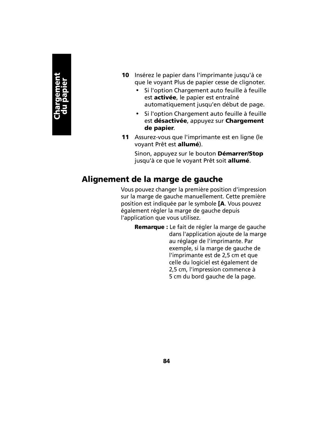 Lexmark 2400 manual Alignement de la marge de gauche 