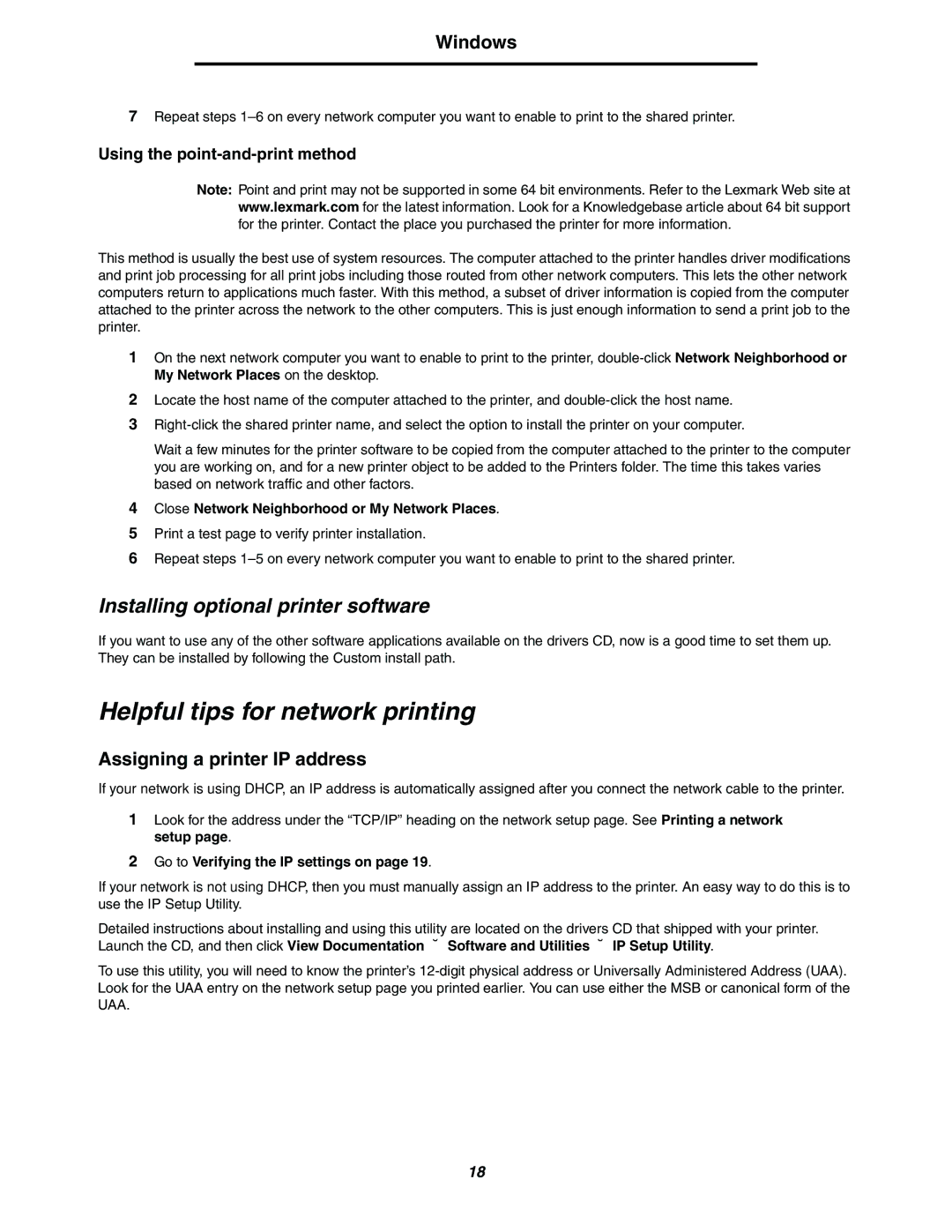 Lexmark 240n manual Helpful tips for network printing, Assigning a printer IP address, Go to Verifying the IP settings on 