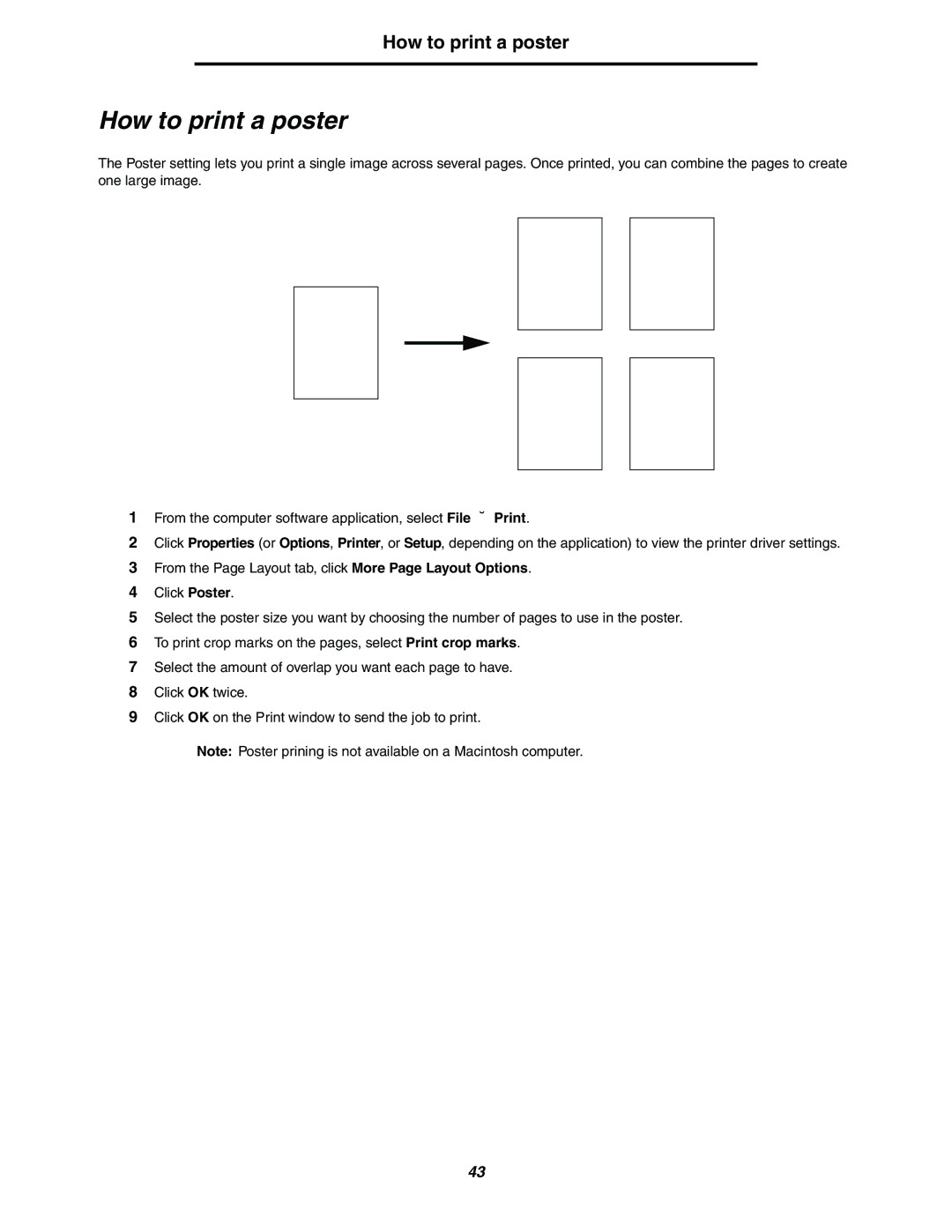 Lexmark 240n manual How to print a poster 