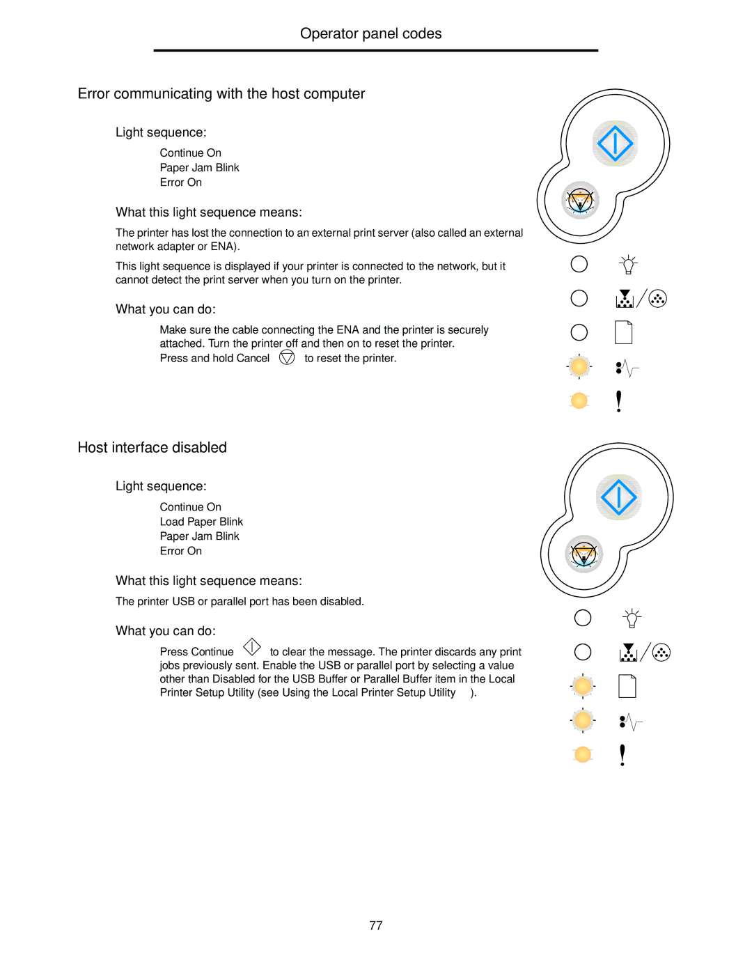 Lexmark 240n manual Host interface disabled 