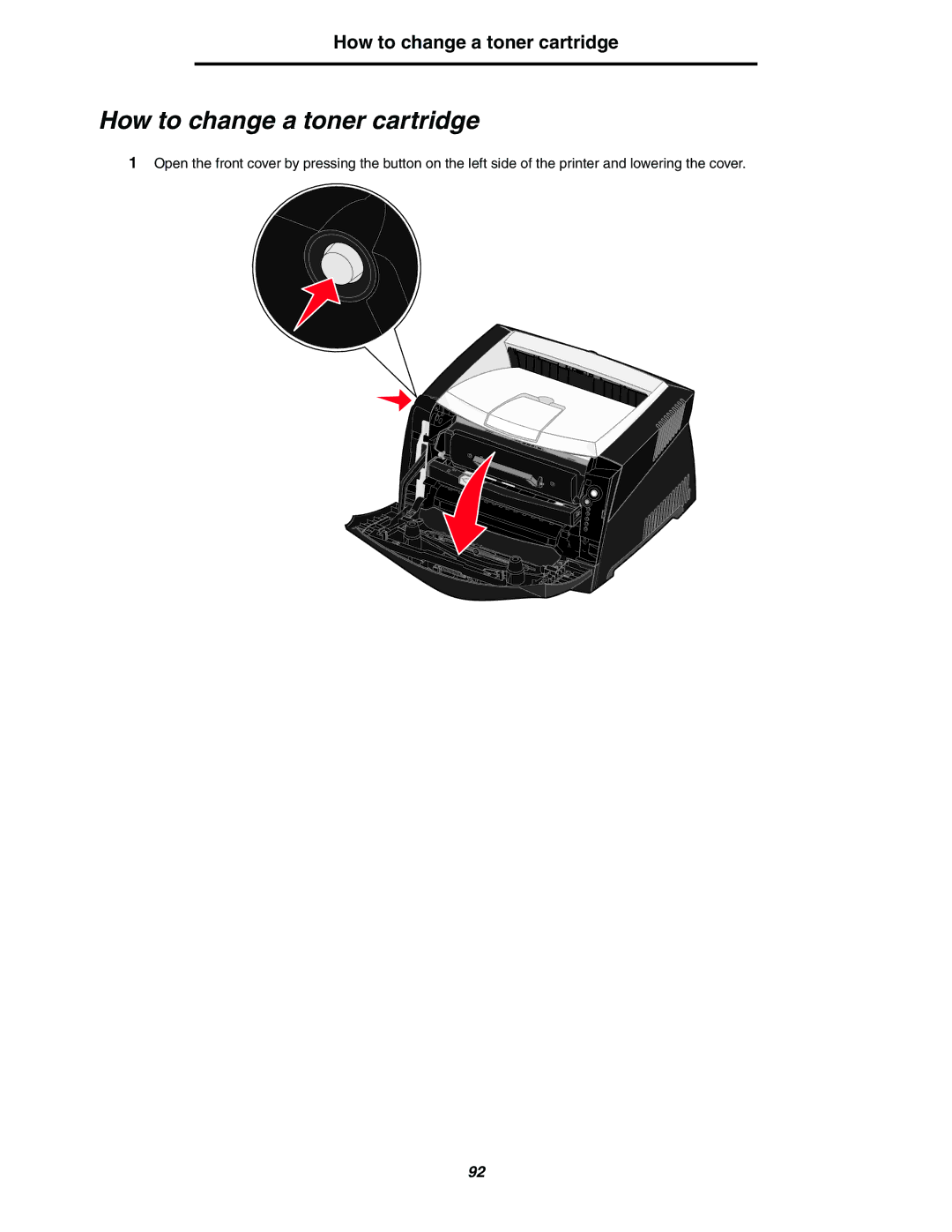 Lexmark 240n manual How to change a toner cartridge 