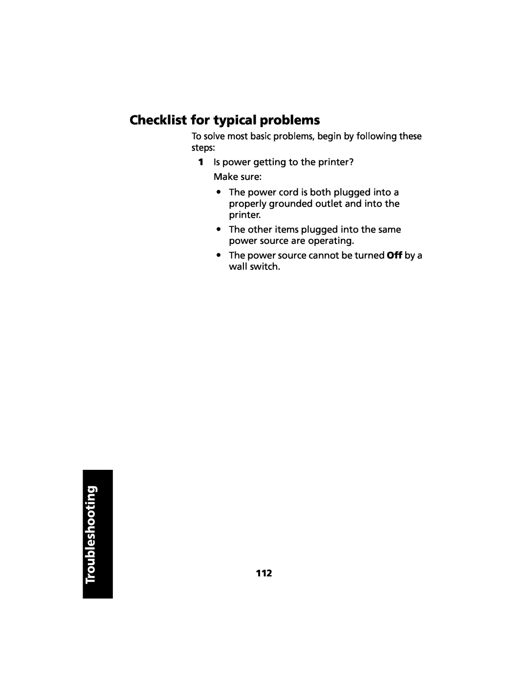 Lexmark 2480 Checklist for typical problems, Troubleshooting, To solve most basic problems, begin by following these steps 