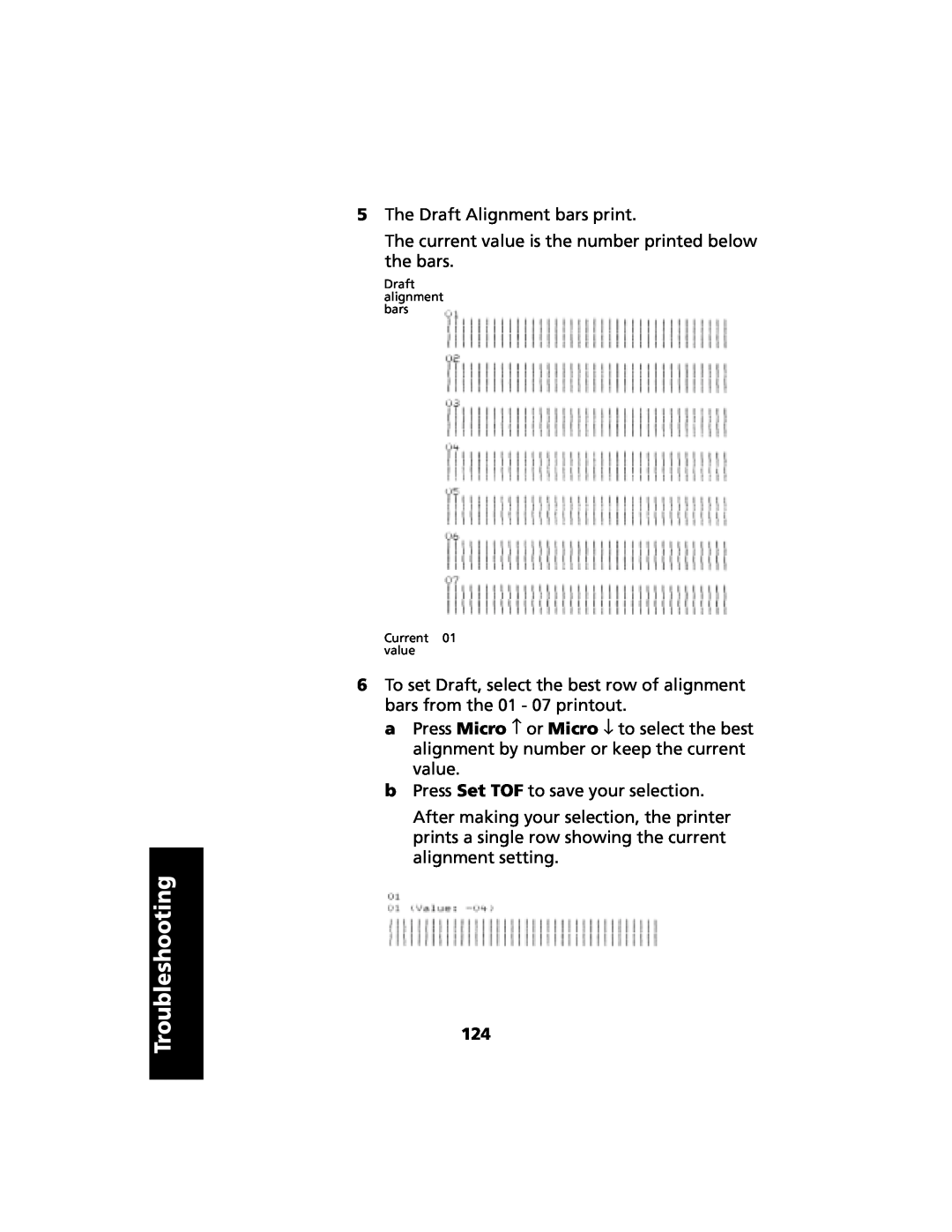 Lexmark 2480 manual Troubleshooting, The Draft Alignment bars print 