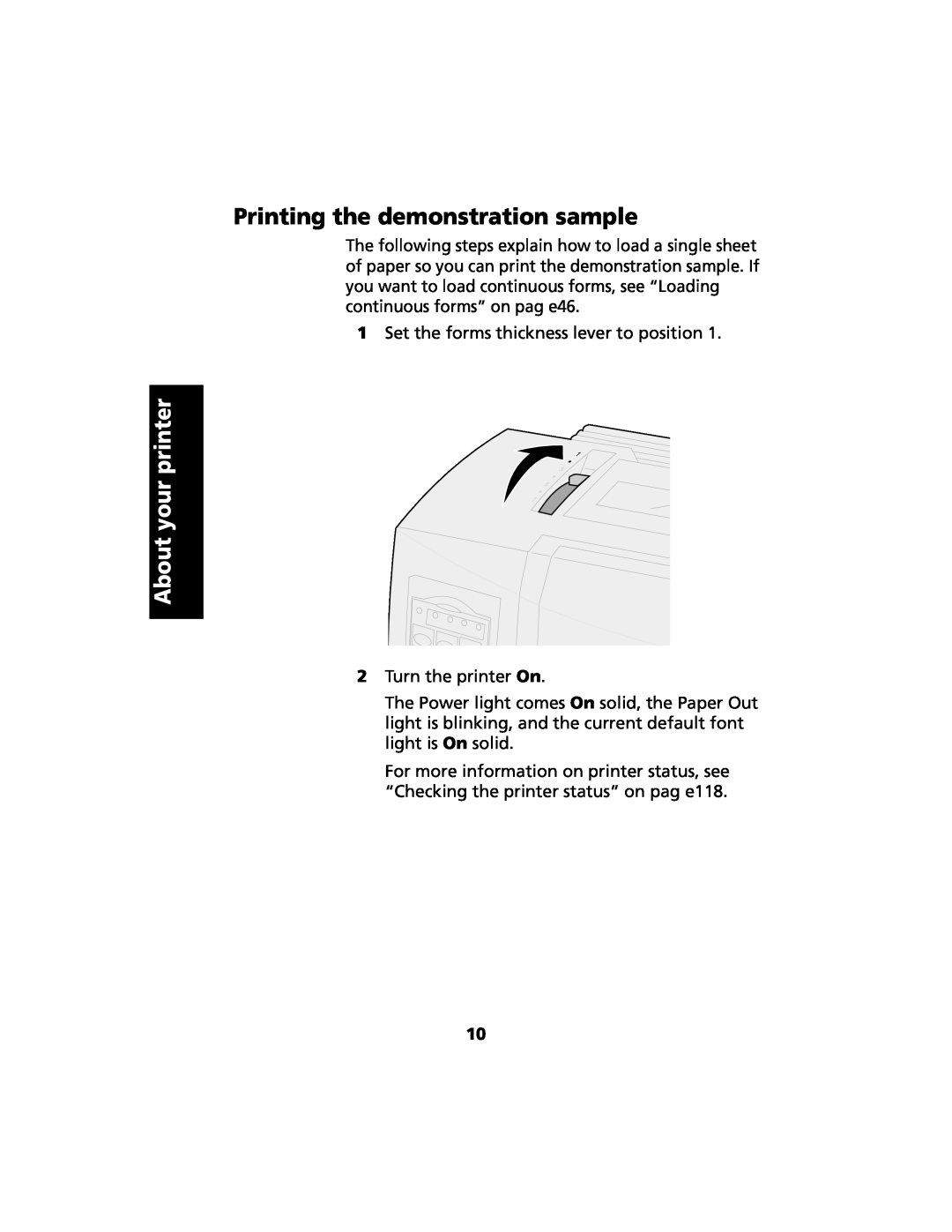 Lexmark 2480 manual Printing the demonstration sample, About your printer 