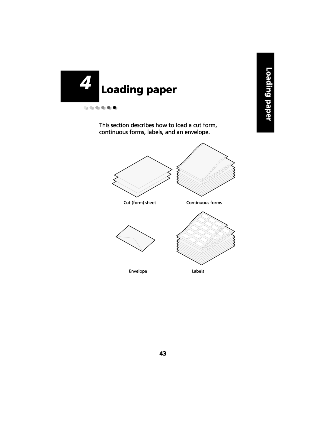 Lexmark 2480 manual Loading paper, Cut form sheet, Continuous forms, EnvelopeLabels 