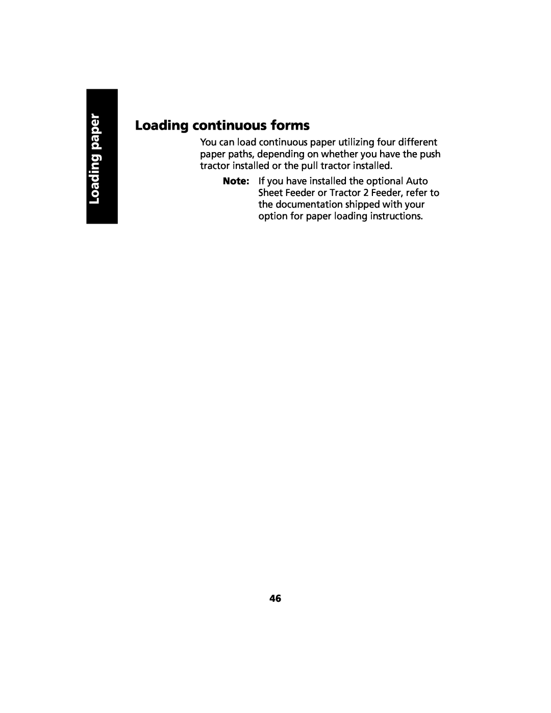 Lexmark 2480 manual Loading continuous forms, Loading paper 