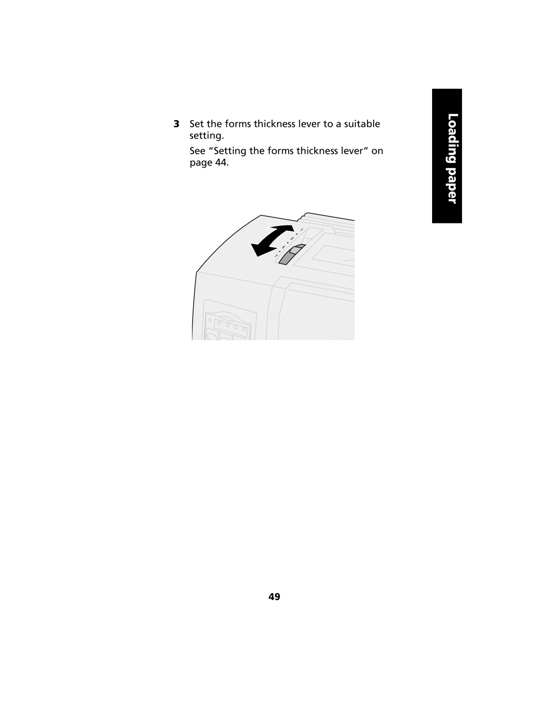 Lexmark 2480 manual Loading paper, Set the forms thickness lever to a suitable setting 