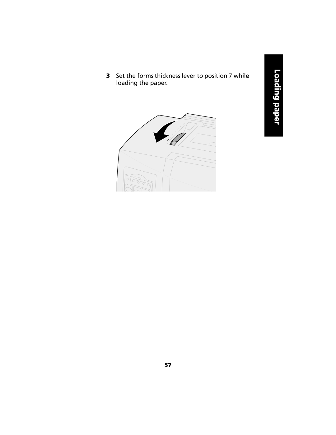 Lexmark 2480 manual Loading paper, Set the forms thickness lever to position 7 while loading the paper 