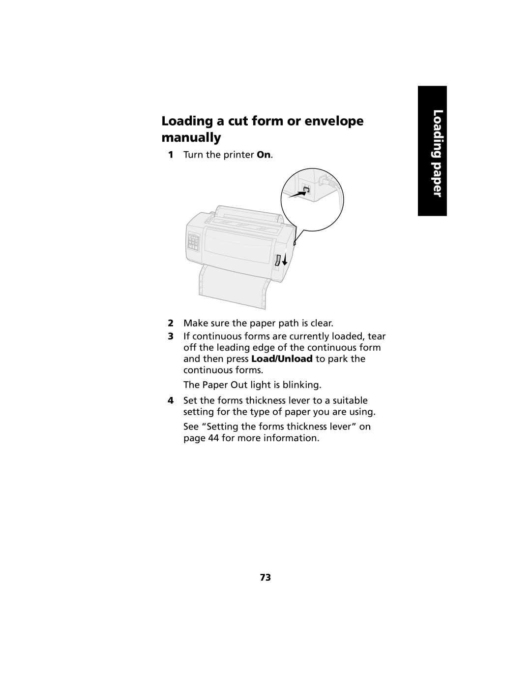 Lexmark 2480 Loading a cut form or envelope manually, Loading paper 
