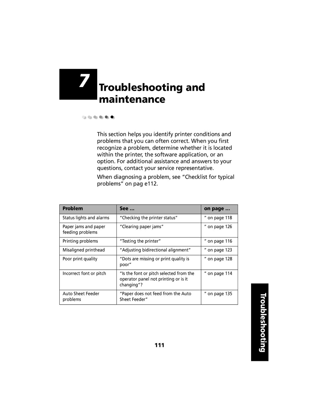 Lexmark 2480 manual 111, Problem See … On page … 