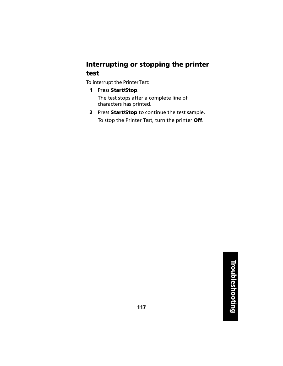 Lexmark 2480 manual Interrupting or stopping the printer test, 117 