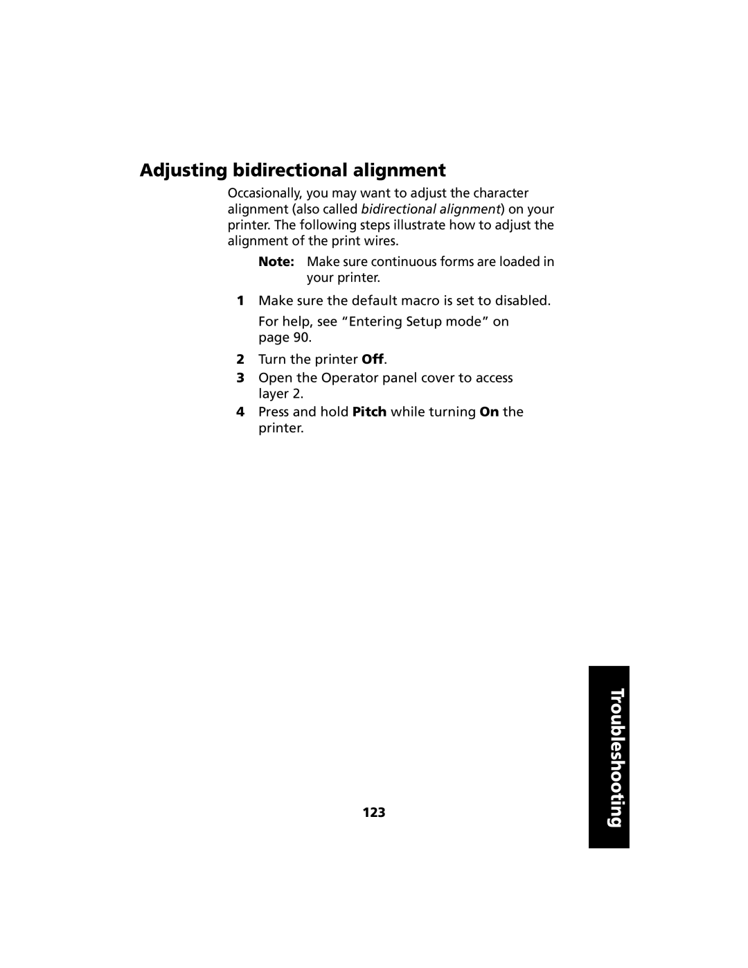 Lexmark 2480 manual Adjusting bidirectional alignment, 123 