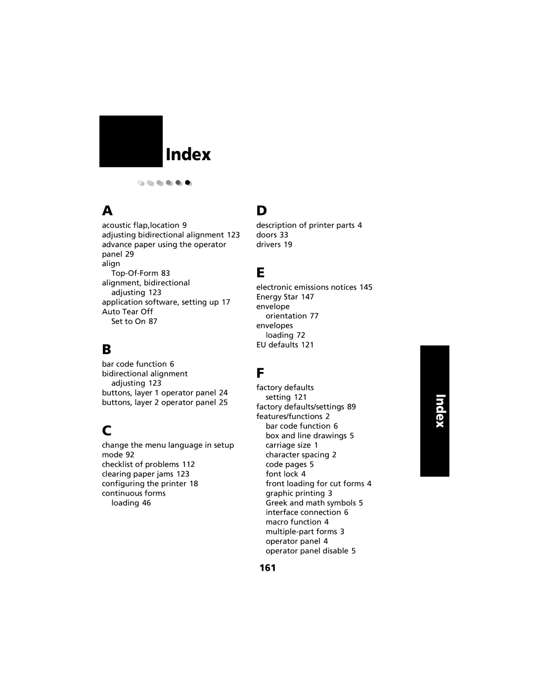 Lexmark 2480 manual Index, 161 