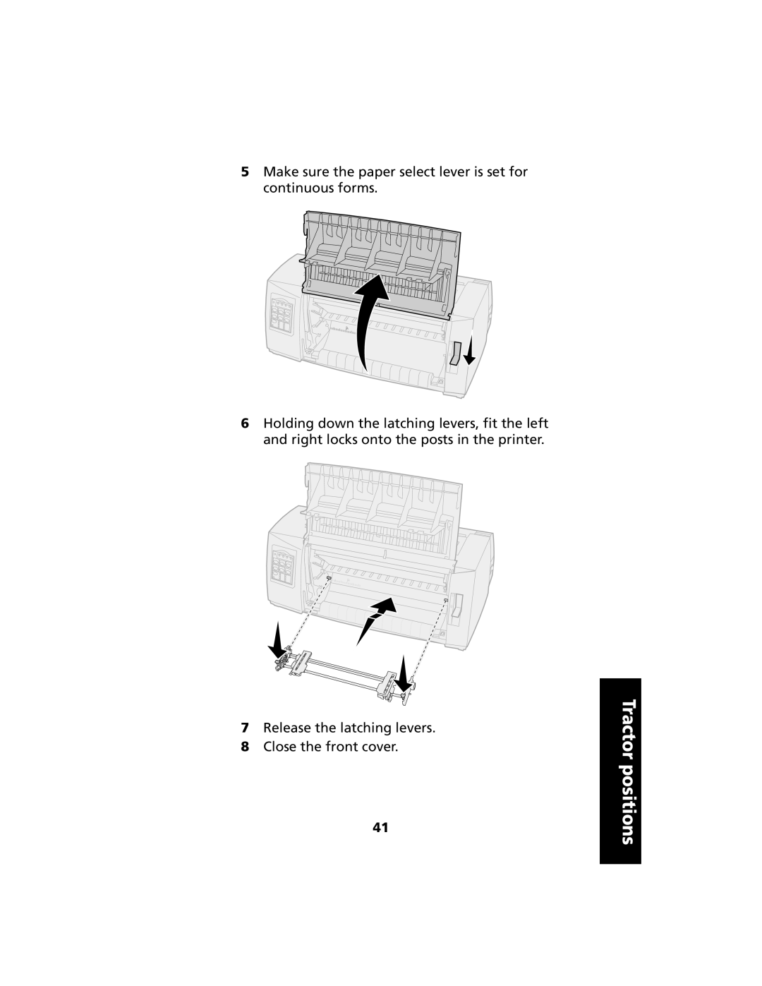 Lexmark 2480 manual Tractor positions 